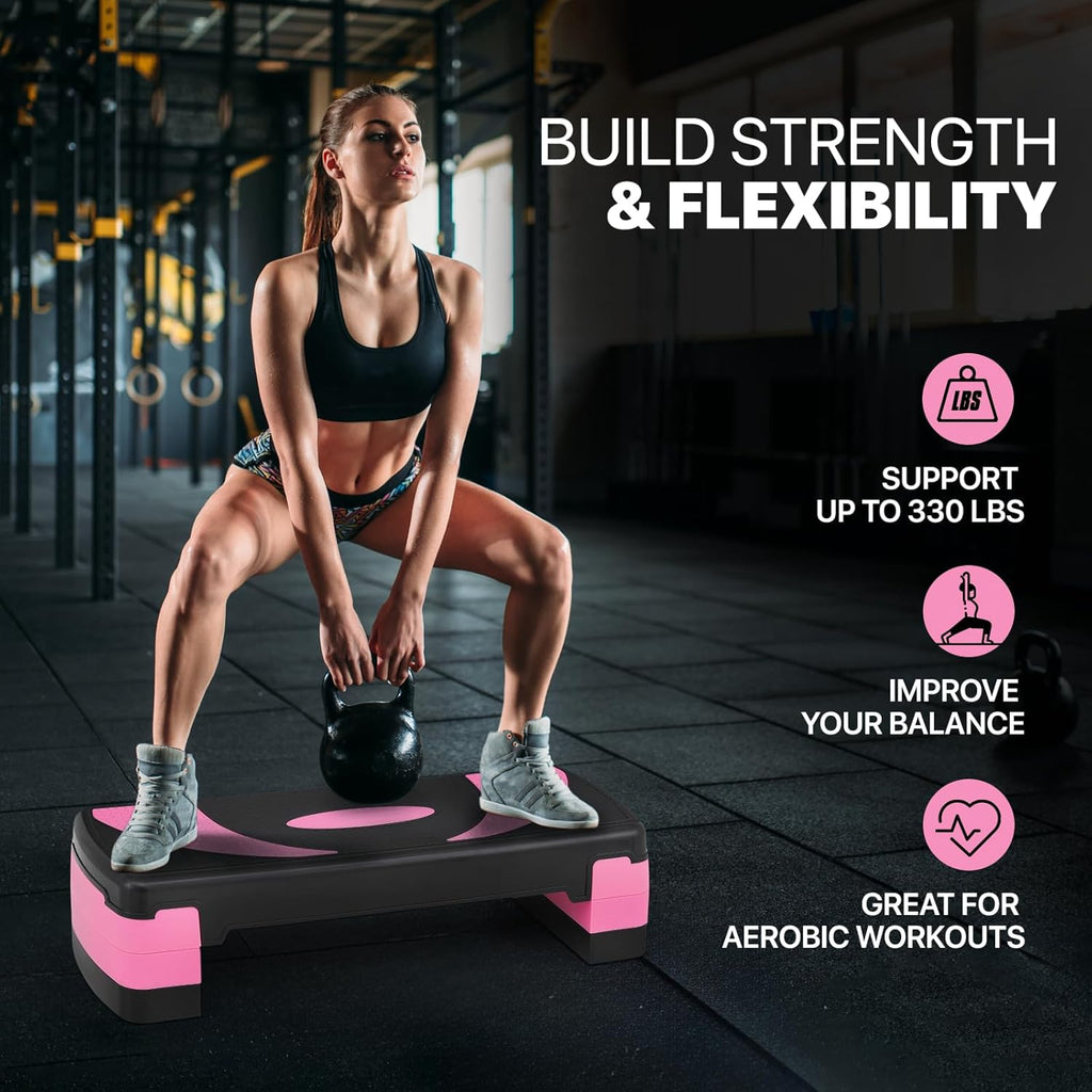Pink Adjustable Workout Step Platform with Risers F955881