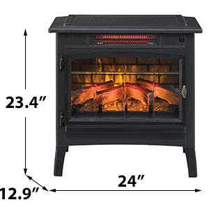 Black 3D Infrared Electric Fireplace Stove with Remote Control W177192