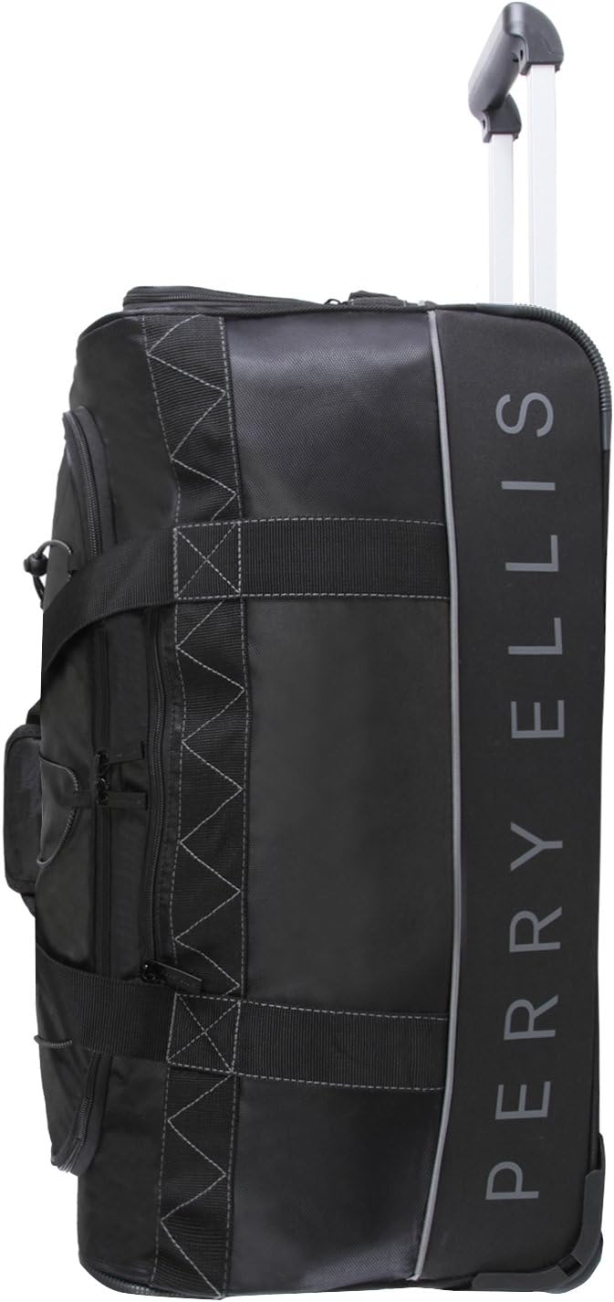 Black Grey Lightweight Rolling Duffel Bag V398