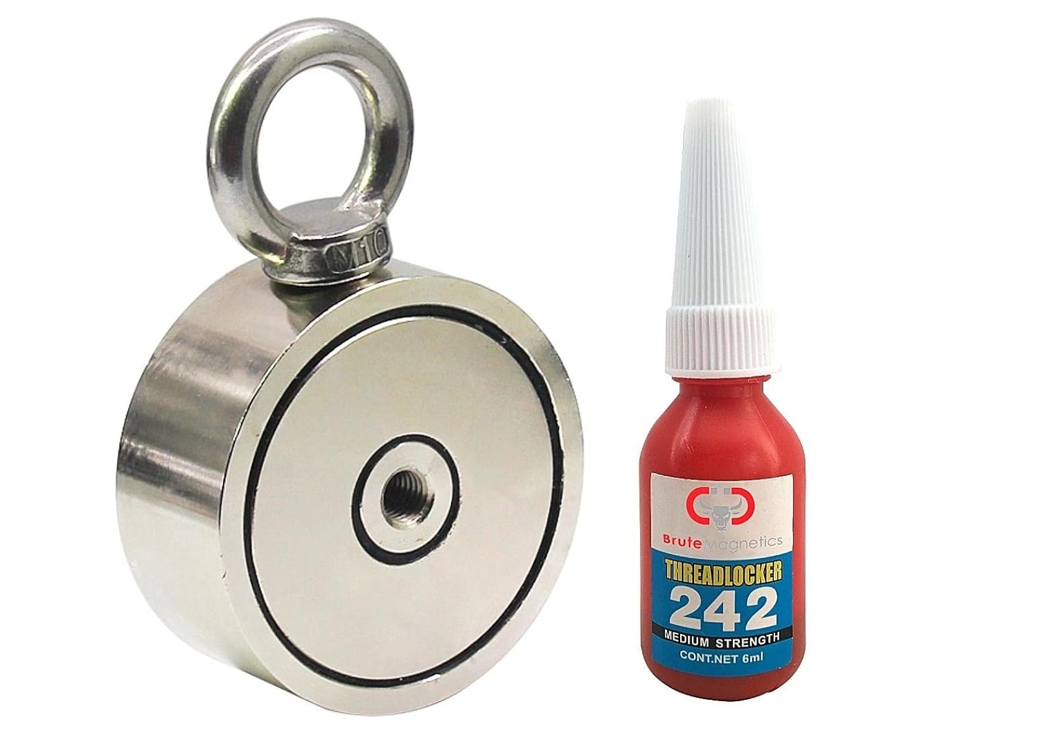1200 lb Single Sided Fishing Magnet with Eyebolt and Threadlocker U481610