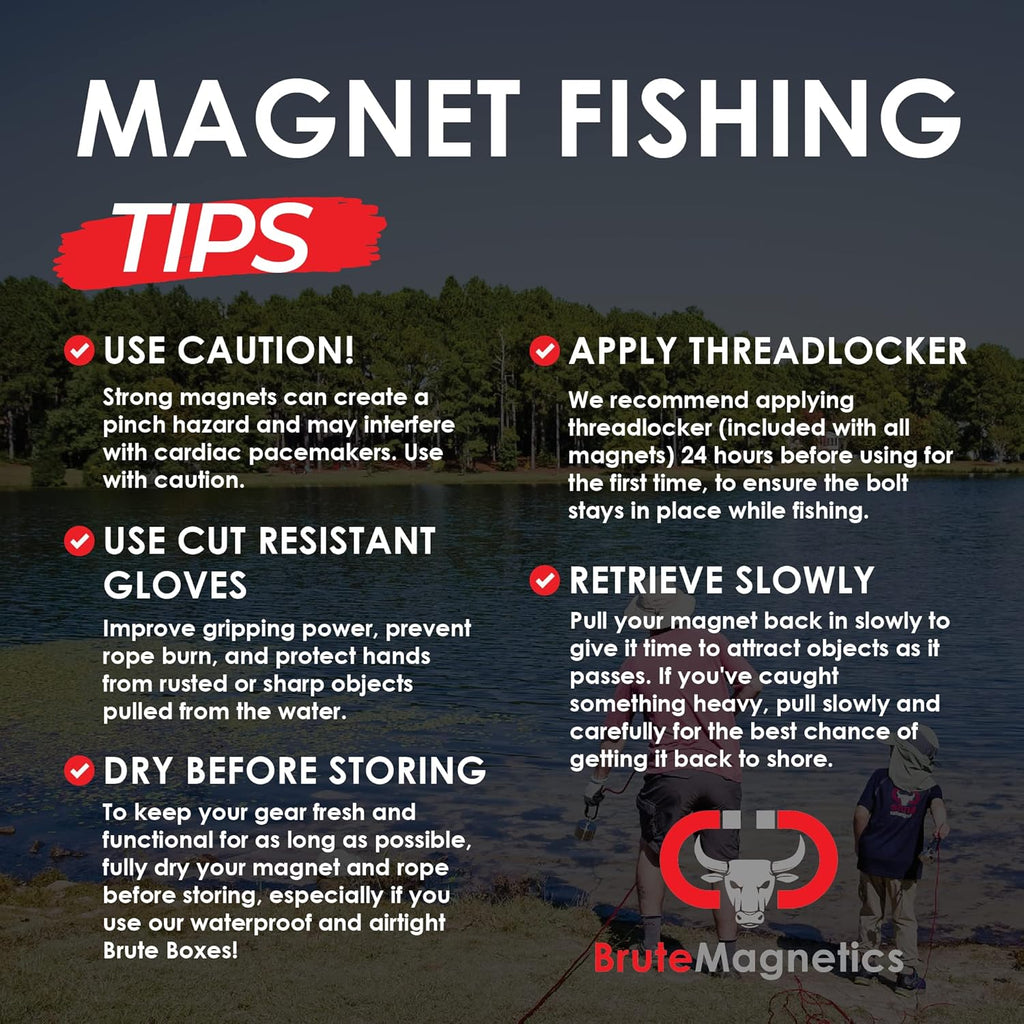 1200 lb Single Sided Fishing Magnet with Eyebolt and Threadlocker U481610