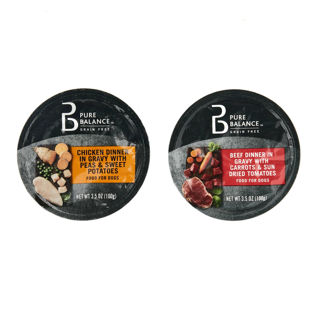 (24 pack) Grain Free Chicken Dinner in Gravy & Beef Dinner in Gravy Wet Dog Food Variety Pack, 3.5 oz, 12 Count V770421
