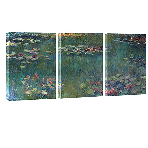 3 Panels Framed Canvas Wall Art Water Lilies G186634