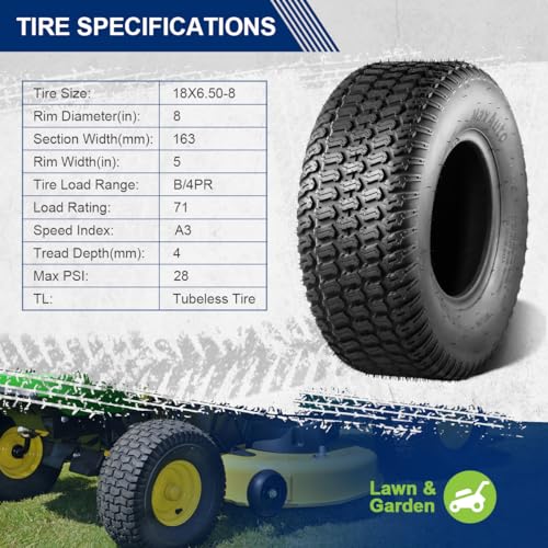 2 Pcs 20x8-10 Turf Saver Tire, 20x8.00x10 Lawn & Garden Tire W562660