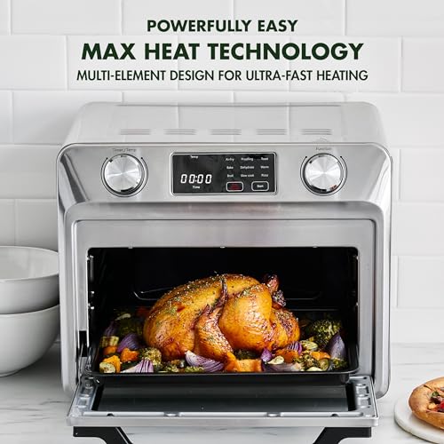 Matte Black 9-in-1 Nonstick Air Fry Oven with Baking Pan, Stainless Steel Rack, and Basket Z74555