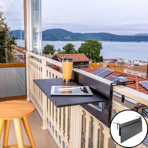 Chestnut Wooden Folding Deck Rail Table (XL: 47.3 x 11.8 inches) Q812