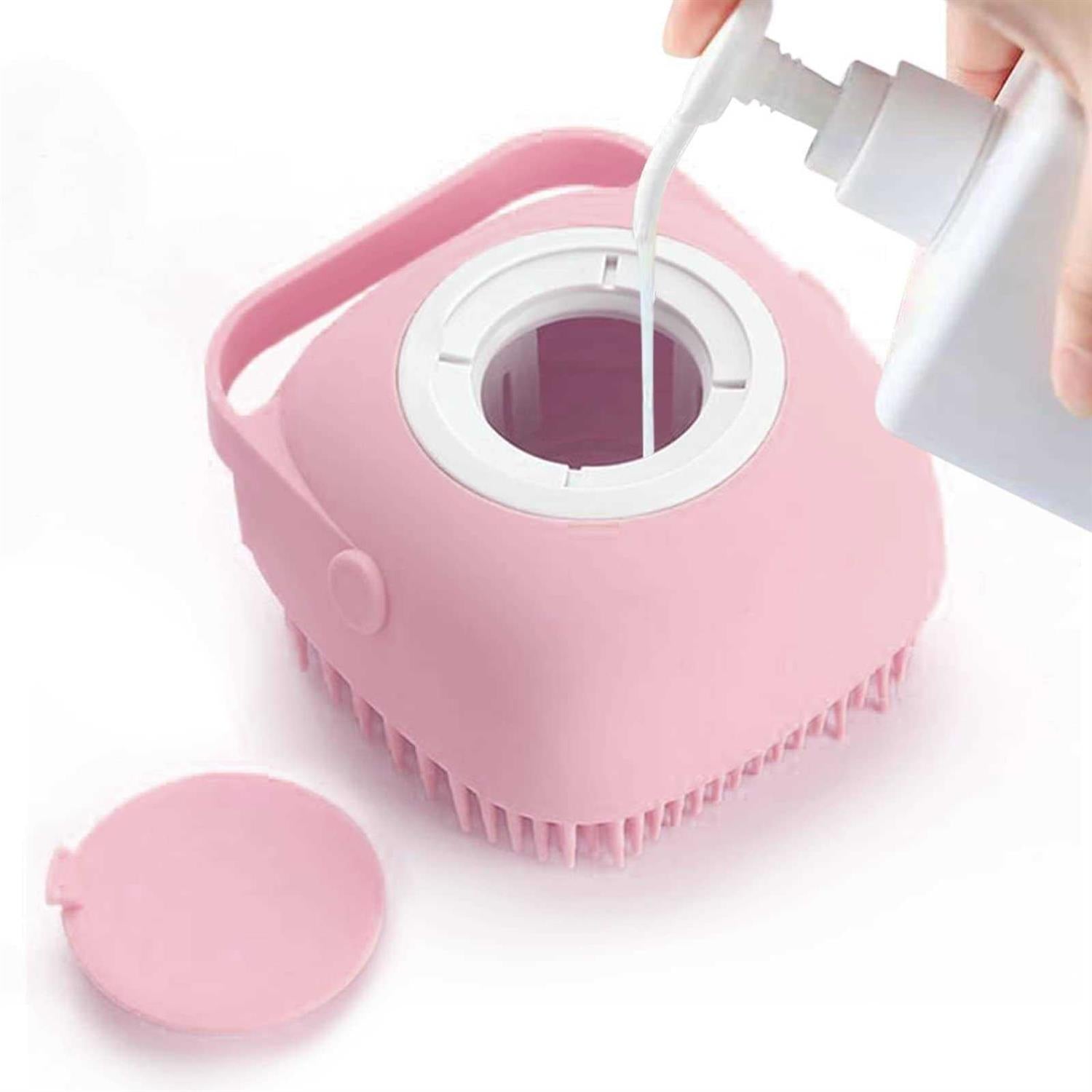 Pet Grooming Bath Massage Brush with Soap and Shampoo Dispenser Soft Silicone Bristle V502333