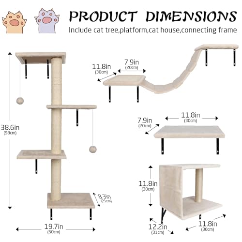 Grey 4 PCS Wood Cat Wall Shelves M6706