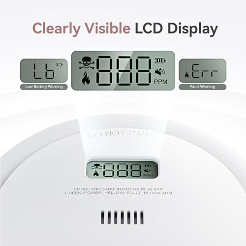 2 in 1 Smoke Detector Carbon Monoxide Detector with LCD Display (1pack) N2377