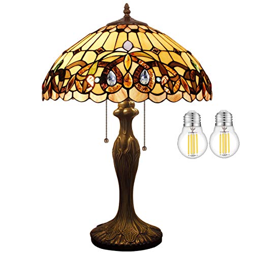 Tiffany Style Stained Glass Table Lamp 16X16X24 Inches Metal Base W289