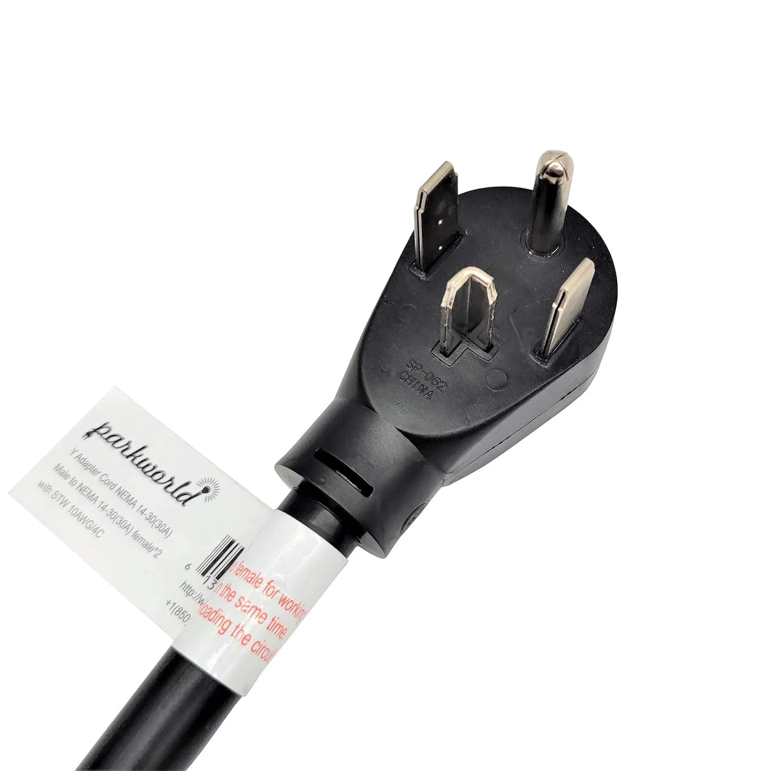 NEMA 14-30 Splitter, 14-30P Male Plug To Dual 14-30R Female Receptacle, 4-Prong 30 AMP Y Adapter Cord (20 Feet) B27507