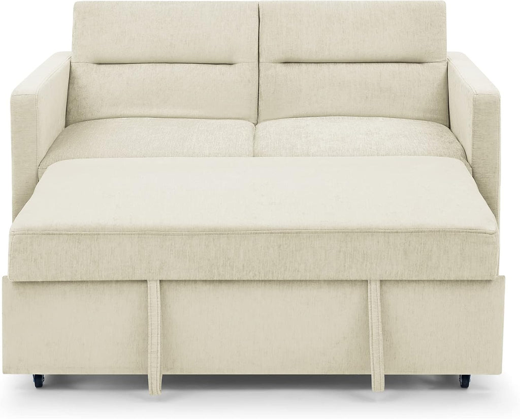 Beige Velvet 3 in 1 Convertible Sleeper Sofa P798