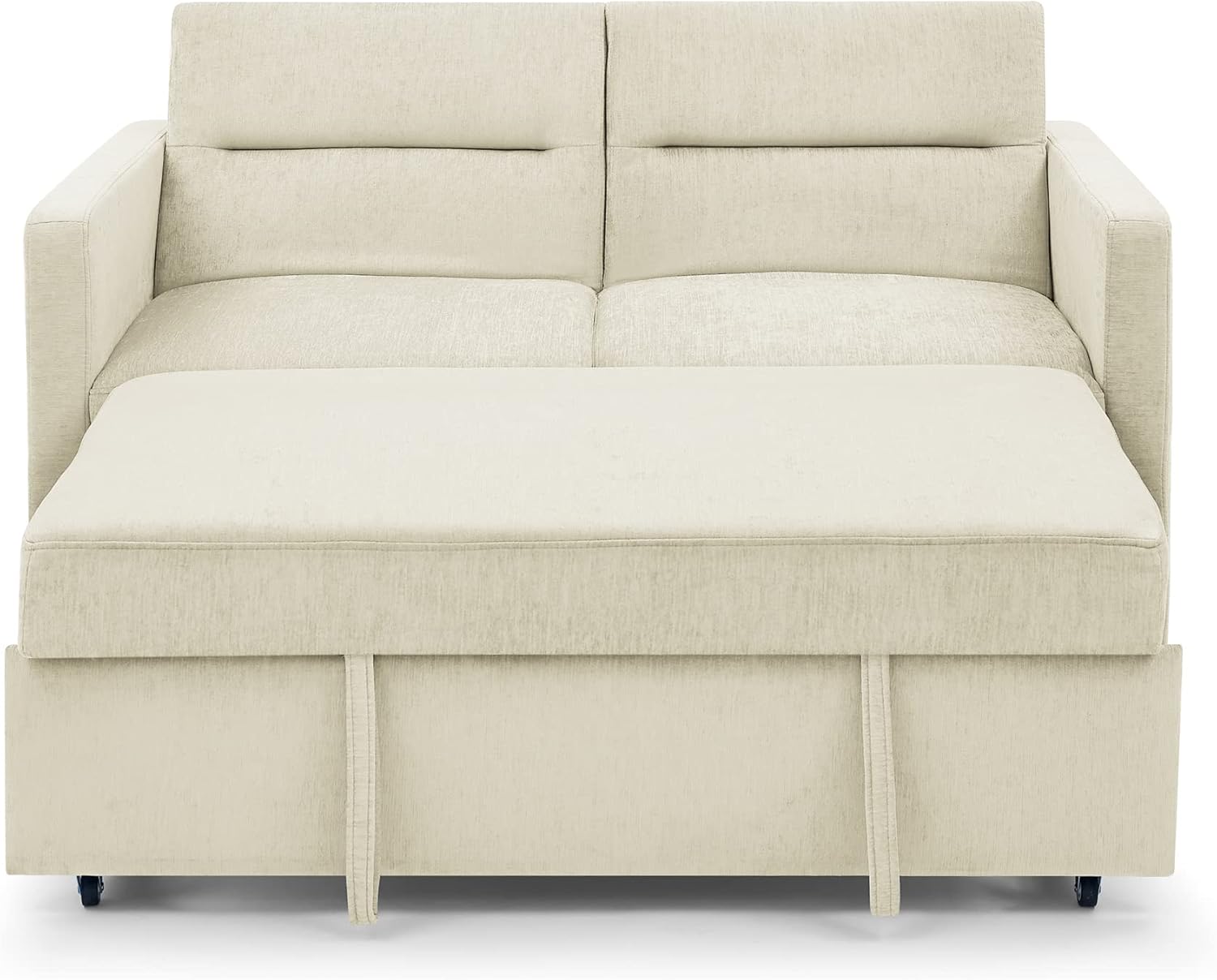 Beige Velvet 3 in 1 Convertible Sleeper Sofa P798
