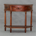 Walnut Carved Wood Half-moon Hall Table N79567