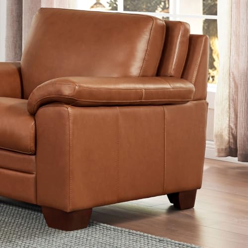 84" Nutmeg Brown Top Grain Leather Sofa I4148