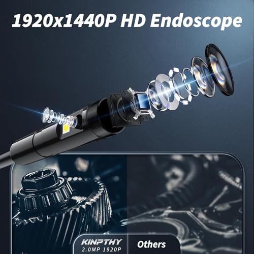1920P HD Borescope with 8 Adjustable LED Lights, 16.4ft Semi-Rigid Snake Camera A976
