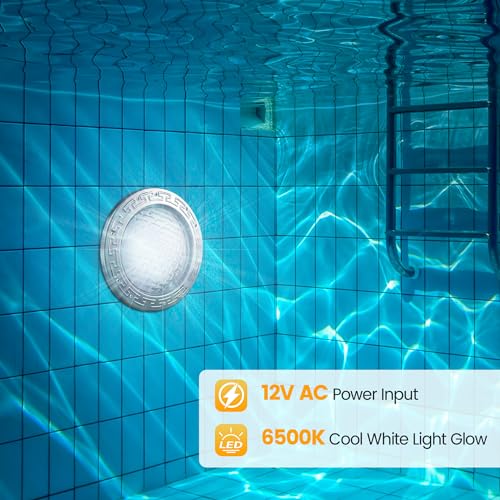 LED Pool Light, 12V AC, 10 inch, 30W, 3000LM, 6500K Cool White, 100FT Cord X592758