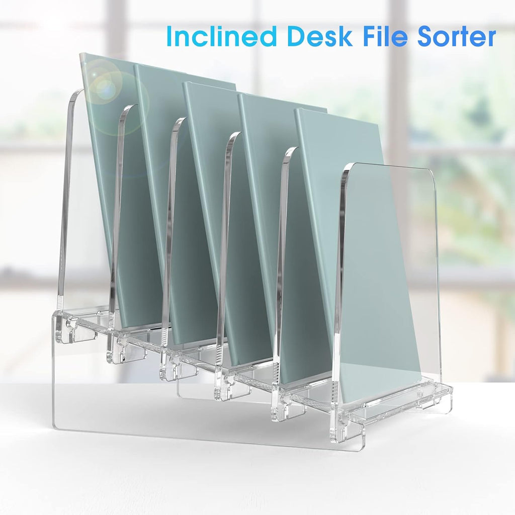 Clear Acrylic 5-Section Vertical File Organizer T4692