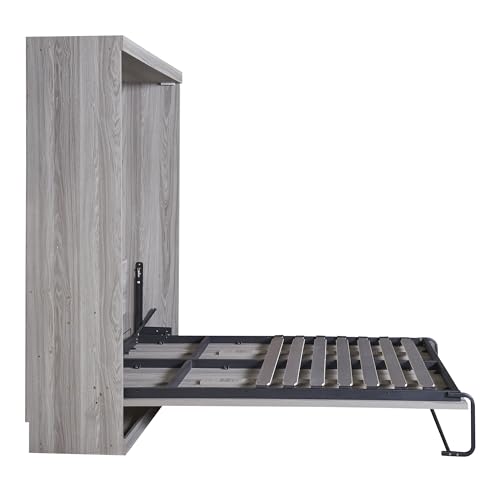 Gray Full Size Wood Murphy Bed with Shelves N836172
