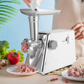 White Electric Meat Grinder with Sausage & Kubbe Kit, 3 Grinder Plates, 600W O158535