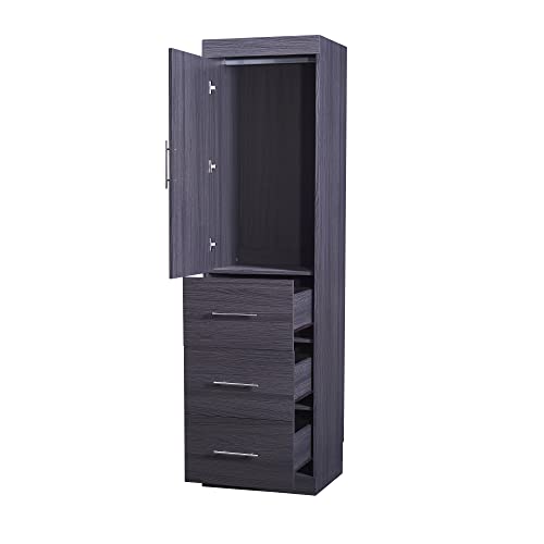 Grey Twin Size Murphy Bed with Wardrobe and Storage Drawers Z7199