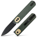 Small Folding Knife with Clip, 2.99" Sheepsfoot Blade, Micarta Handle I6079