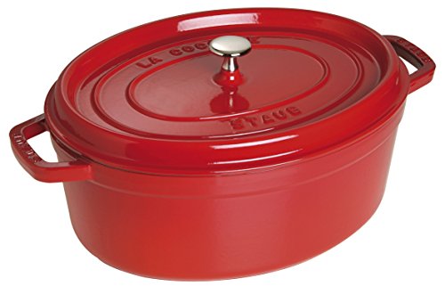 Oval 37 cm 8 L Cherry Red Cast Iron Roaster X426478