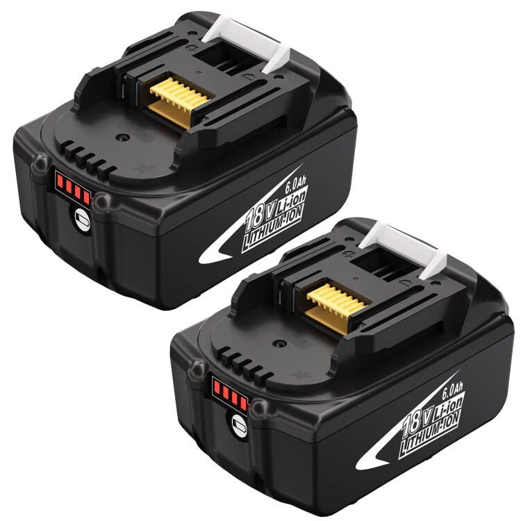 2-Pack 6.0Ah Lithium-ion Battery Compatible with Makita 18V L1602