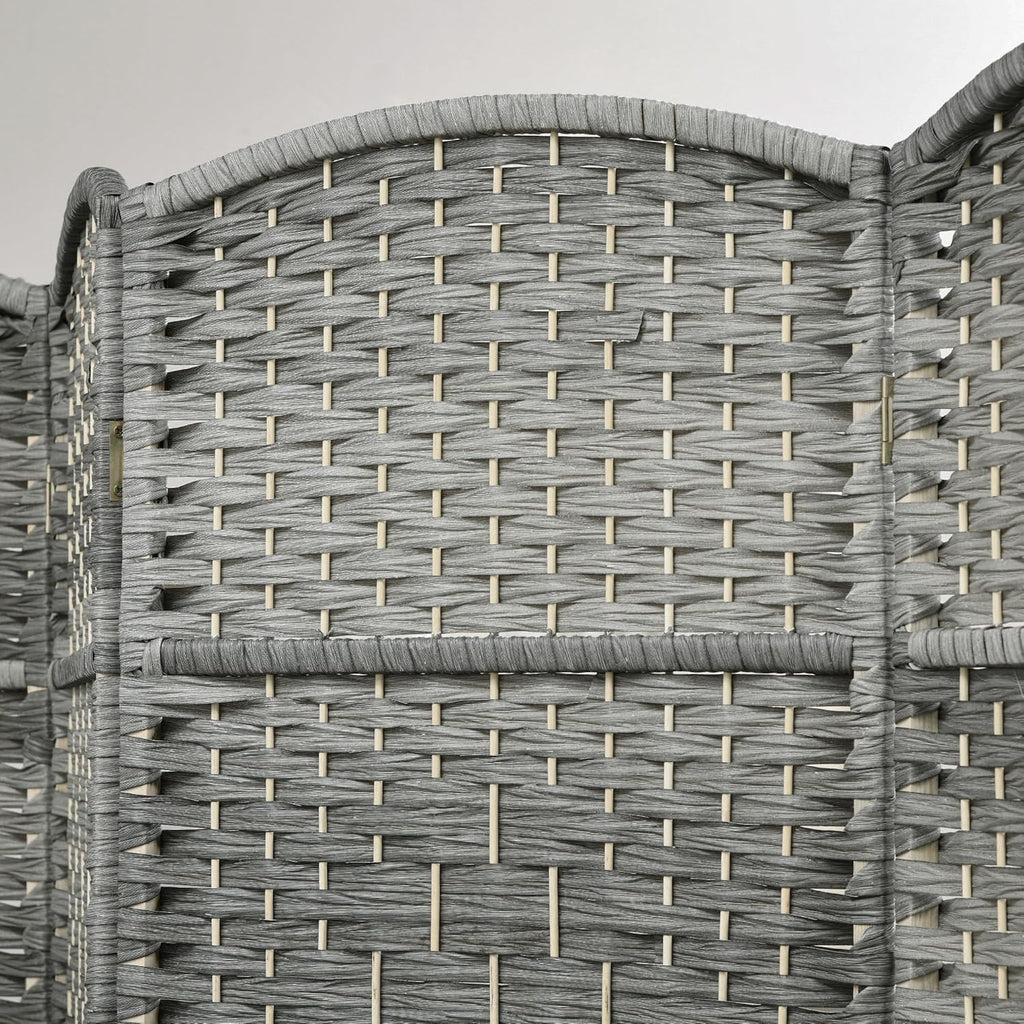 6' Tall Hand-Woven Room Divider in Mixed Gray K4593