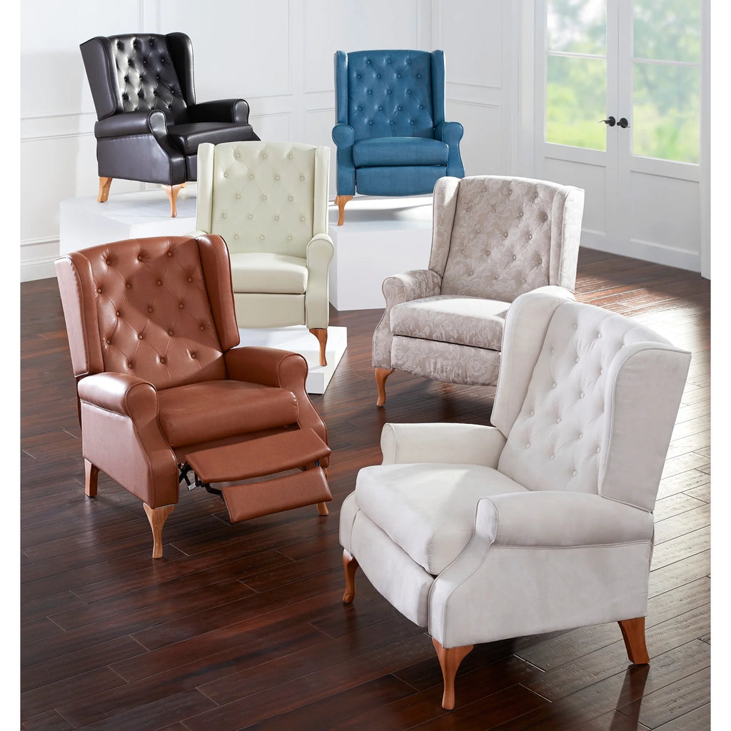 Queen Anne Style Tufted Wingback Recliner Chair T978297