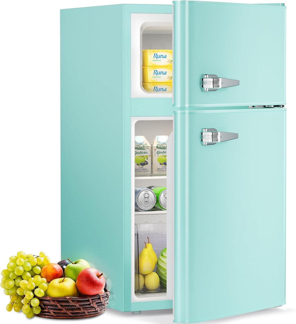 Compact Mini Refrigerator Separate Freezer, 3.2 cu ft. Green D231045