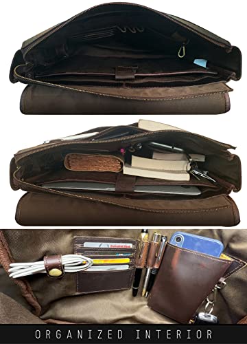 16" Full Grain Leather Laptop Messenger Bag E926077