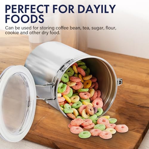 165oz Stainless Steel Airtight Canister with Clear Lid and Locking Clamp W3458