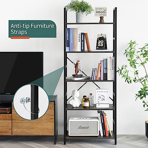 White 5 Tier Bookshelf T5703