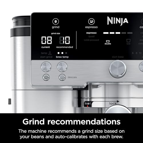 Stainless Steel Espresso Machine and Drip Coffee Maker with Integrated Coffee Grinder and Milk Frother F54576