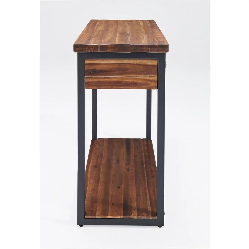 Rustic Wood Console Table with Two Drawers and Low Shelf M73321