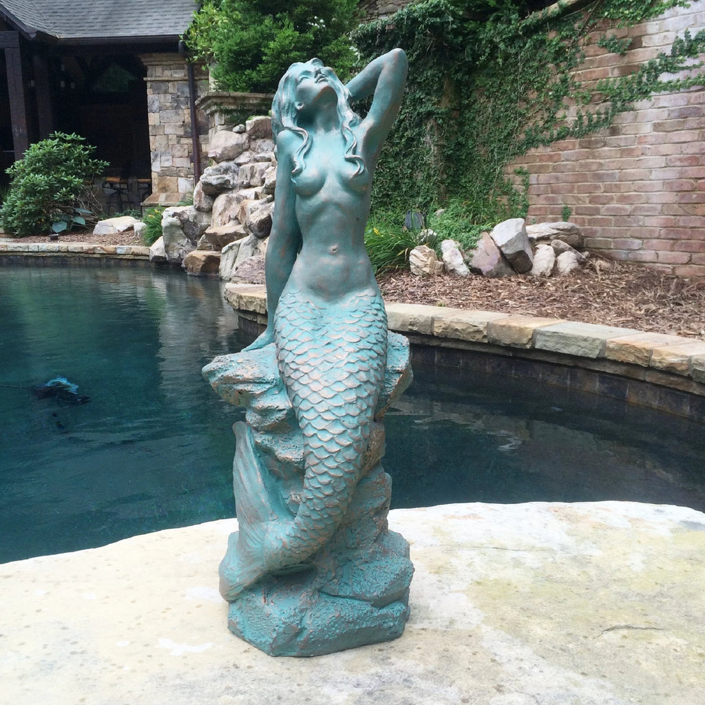 Bronze Patina Mermaid Garden Statue C6224