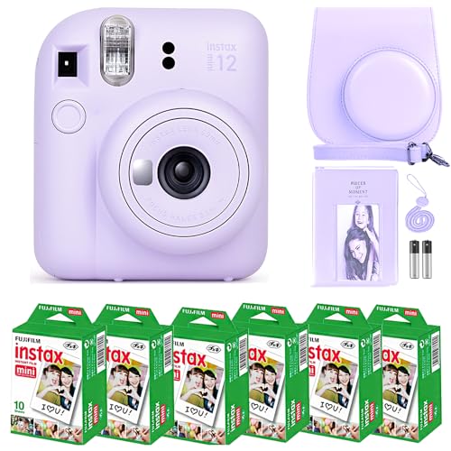Lilac Purple Instant Camera with 60 Sheets Instant Film Bundle T340
