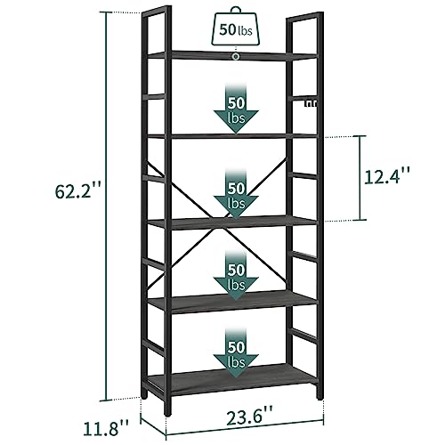 White 5 Tier Bookshelf T5703