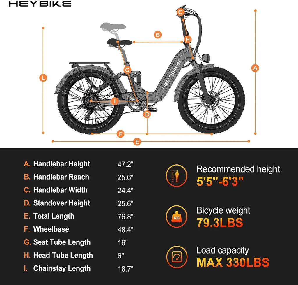 Electric Bike 750W Foldable Ebike with 48V 14.4AH Removable Battery 24" x 4.0" Fat Tire Step-Thru Electric Bicycle V450