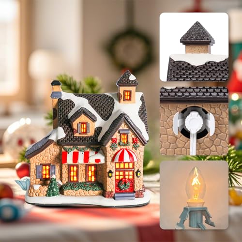 Lighted Ceramic Christmas Village Houses Decorations 8.5" I3813