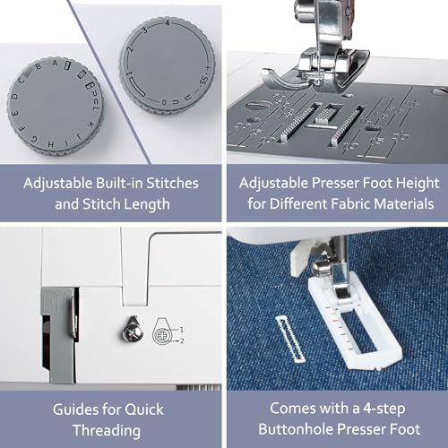 Full Size Sewing Machine with Foot Pedal, Heavy Duty, Portable, Servo Motor, 25 Built-in Stitches, 6 Bobbins, 5 Sewing Feet L59301