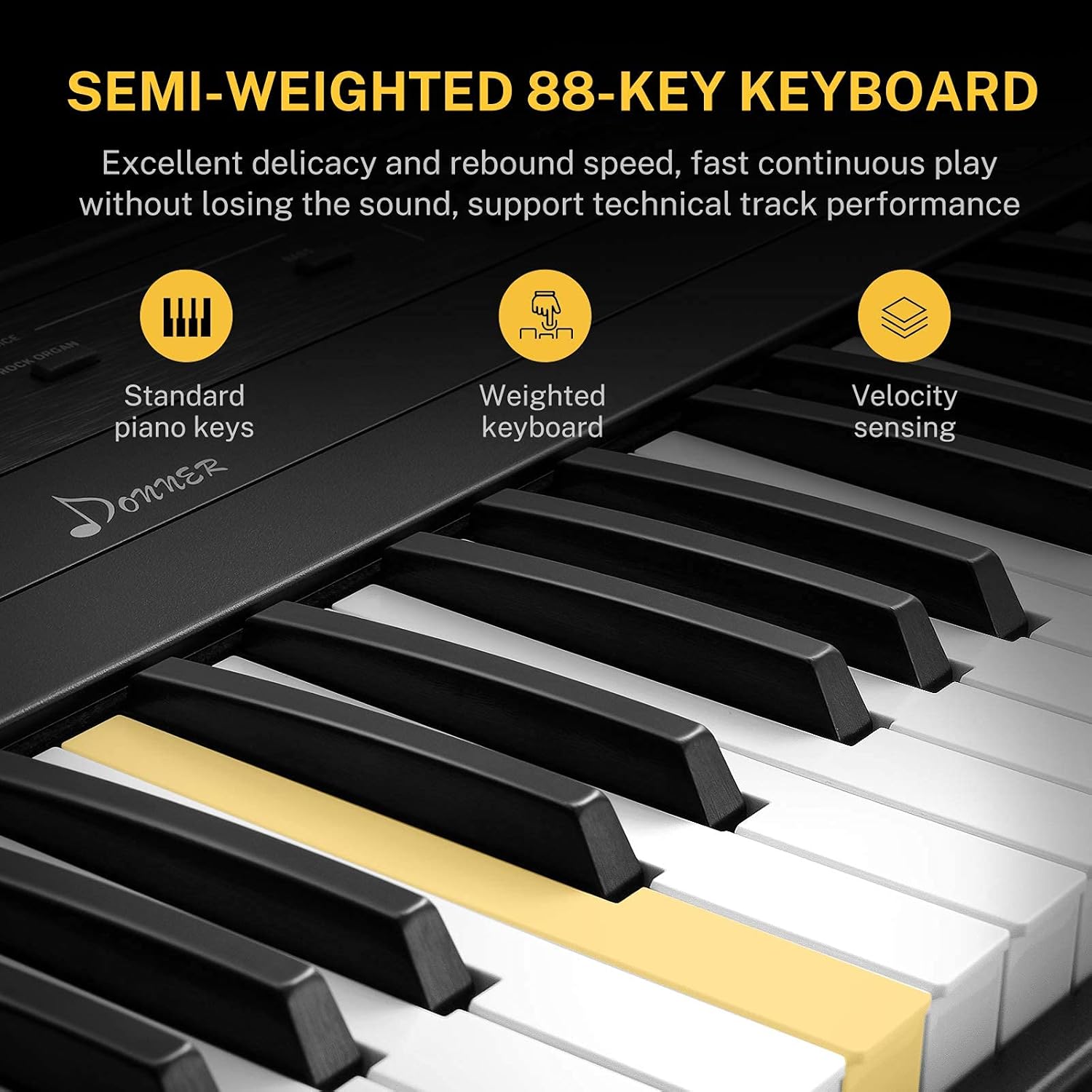 88 Key Semi Weighted Portable Digital Piano with Stand, Sustain Pedal, 20W Built in Speakers, 10 Voices, Headphone Output, Bluetooth MIDI Electric Keyboard J580