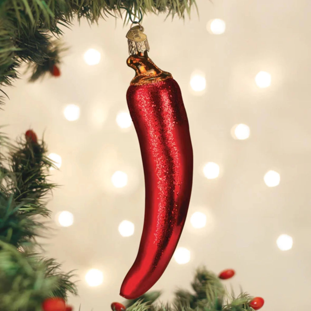 Red Chili Pepper Glass Blown Ornament, 5.5" H57262