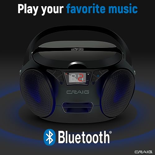 Portable Top-Loading Stereo CD Boombox with AM/FM Radio Bluetooth Q486