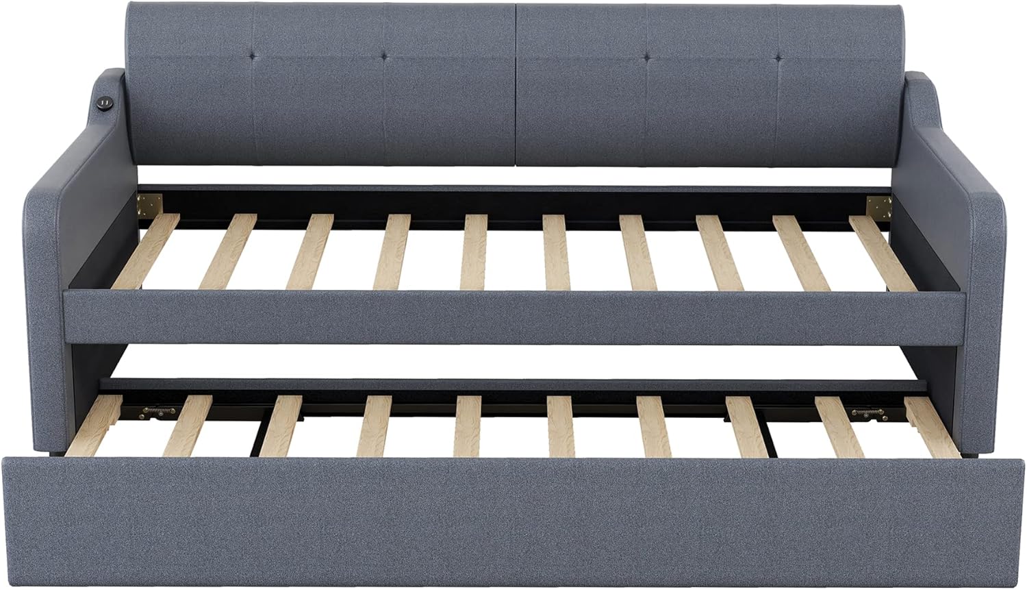 Twin to King Extendable Sofa Bed Frame with Trundle, Grey Y31529