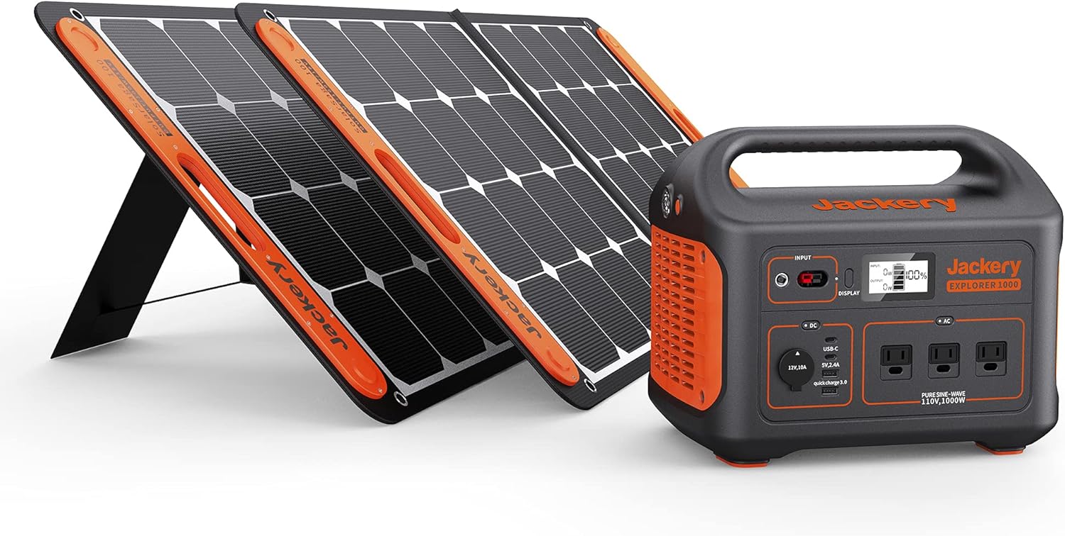 Solar Generator 1000 with 2X 100W Solar Panels and 1000W AC Outlets G309