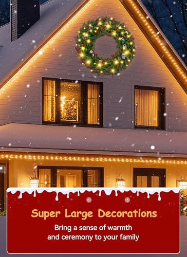 24 Inch Pre-Lit Artificial Christmas Wreath with 50 Lights W385743