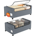 12 inch Under Bed Storage Bins with Clear Lid, Wheels, 2 Pack, Grey, 30.7x17.3x12 F48371