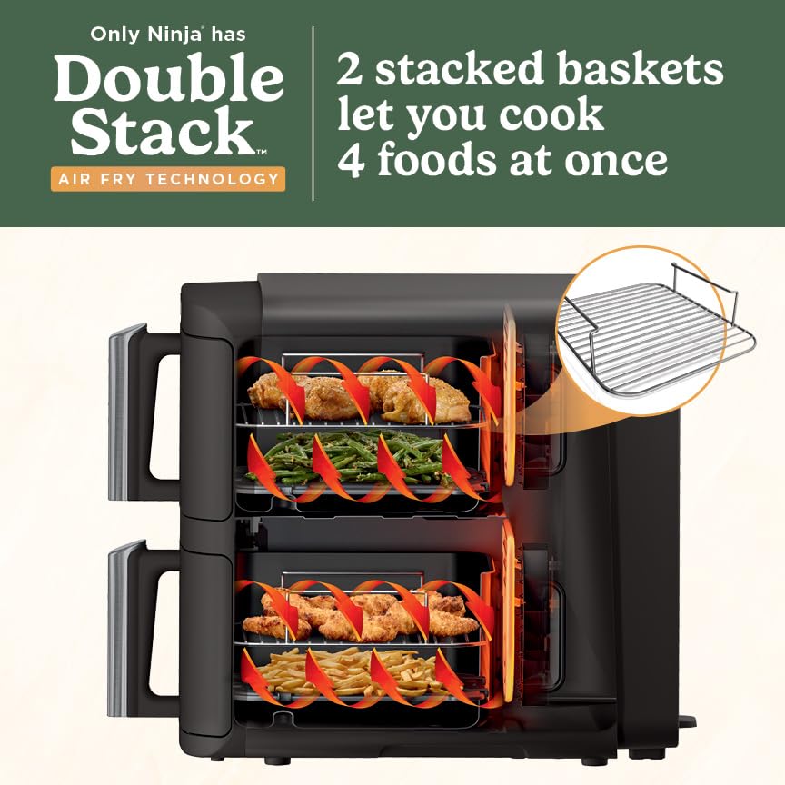8 QT DoubleStack 2-Basket Air Fryer, Black X7713